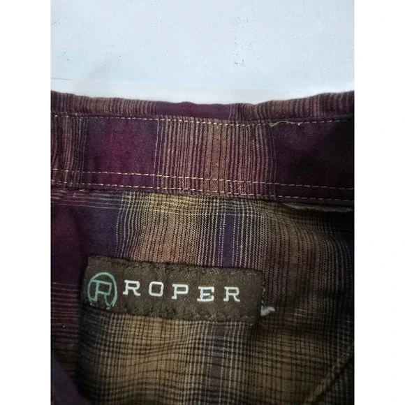 Roper Mens XXL Plaid Western Shirt Long‎ Sleeve Pearl Snap Front Cowboy Casual - Picture 6 of 13